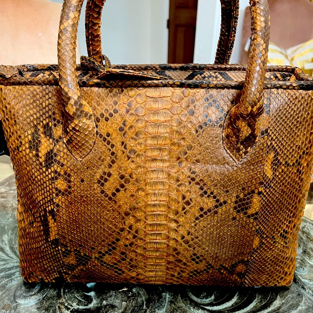 100% Genuine Python Tote with luggage tag